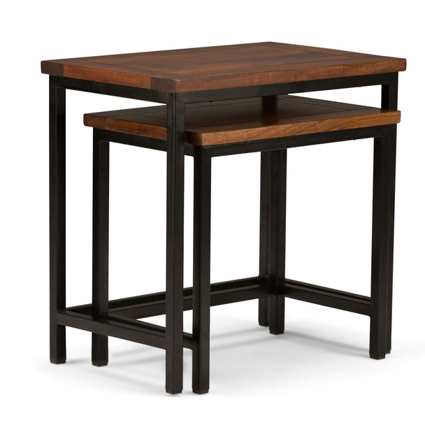 Skyler - 2 Piece Nesting Side Table - Dark Cognac Brown Skyler - 2 Piece Nesting Side Table - Dark Cognac Brown
