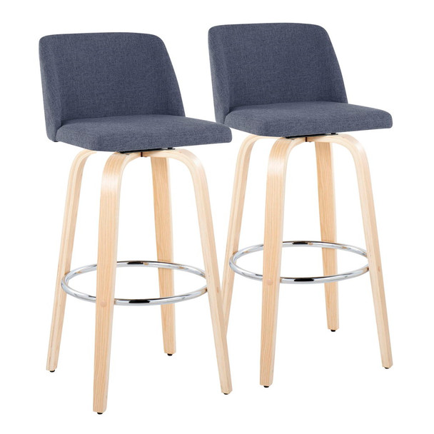 Toriano - Contemporary Fixed Height Barstool & Swivel With Round Footrest (Set of 2) Toriano - Contemporary Fixed Height Barstool & Swivel With Round Footrest (Set of 2)