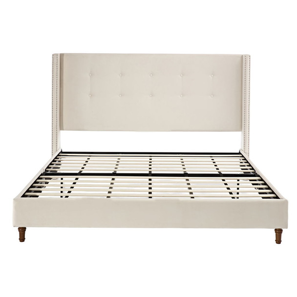 Peyton - Upholstered Bed With 54" High Headboard, Traditional Hand Buttoned Tufting