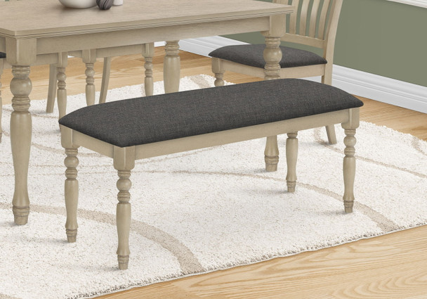 Bench, Rectangular, Upholstered, Transitional - Gray Bench, Rectangular, Upholstered, Transitional - Gray