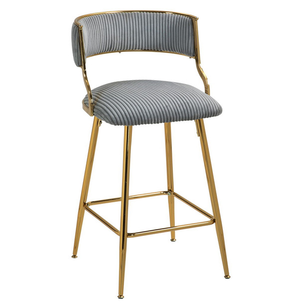 Counter Height Bar Stools With Powder Coating Base And Footrest (Set of 2) - Beige
