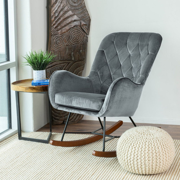 Hannah - Mid-Century Modern Rocking Chair - Gray Hannah - Mid-Century Modern Rocking Chair - Gray