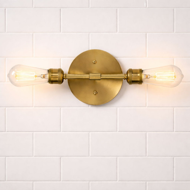 Reverie - Double Lights Bathroom Wall Sconce Over Mirror - Clear / Gold