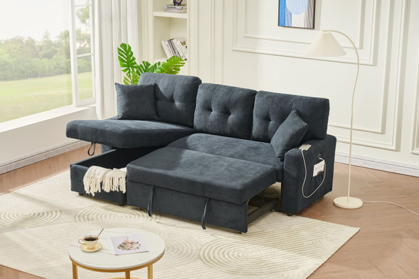 Reversible Sofa Couch Sleeper With Pull Out Bed And USB Port Reversible Sofa Couch Sleeper With Pull Out Bed And USB Port