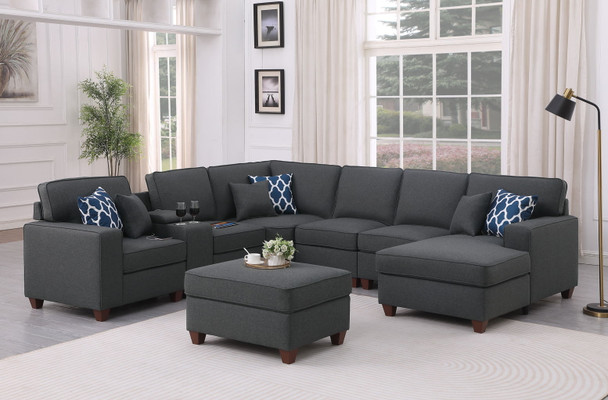 Tina - 8 Piece Upholstered Sectional With Ottoman Tina - 8 Piece Upholstered Sectional With Ottoman