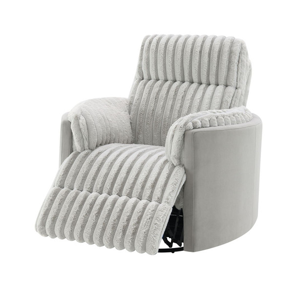 Emee - Corduroy Glider Recliner With Swivel - Gray Emee - Corduroy Glider Recliner With Swivel - Gray