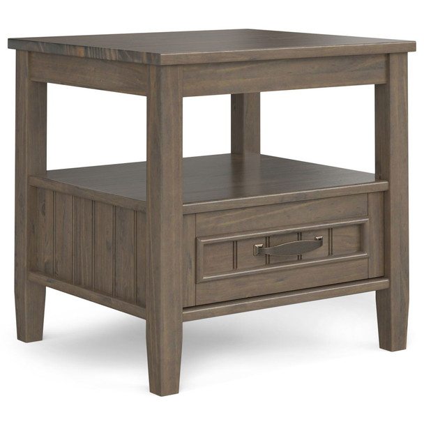 Lev - End Table With Bottom Drawer - Smoky Brown Lev - End Table With Bottom Drawer - Smoky Brown