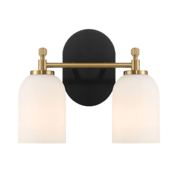 Vortex - 2 Lights Vanity In Traditional Style For Over Bathroom Mirror Wall Sconce - Black / Gold / White