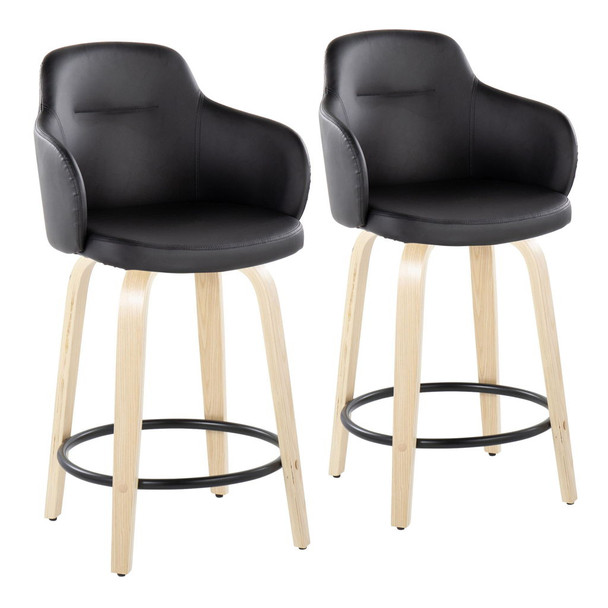 Boyne - Contemporary Fixed Height Counter Stool With Swivel (Set of 2) Round Footrest Boyne - Contemporary Fixed Height Counter Stool With Swivel (Set of 2) Round Footrest