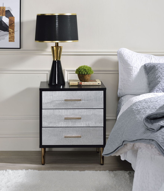 Myles - Nightstand - Black / Gold / Silver Myles - Nightstand - Black / Gold / Silver