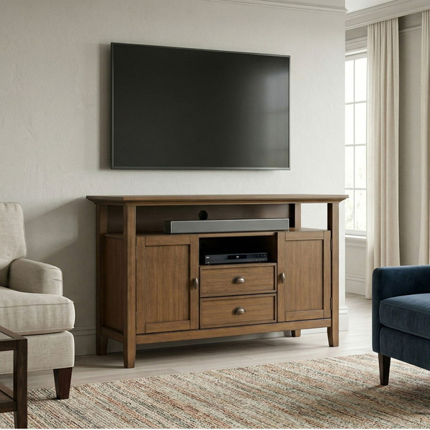 Redmond - Tall TV Media Stand - Rustic Natural Aged Brown