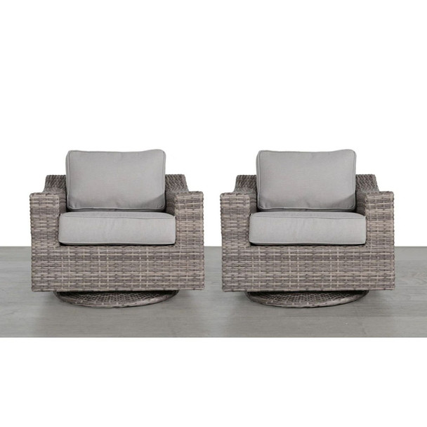 Elegant Swivel Patio Chair With Luxurious Cushions Perfect For Outdoor Relaxation (Set of 2) - Gray Mix Elegant Swivel Patio Chair With Luxurious Cushions Perfect For Outdoor Relaxation (Set of 2) - Gray Mix
