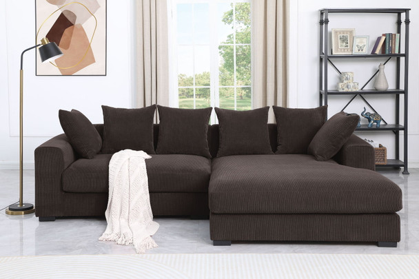 Naomi - 3 Piece Upholstered Sectional - Dark Brown Naomi - 3 Piece Upholstered Sectional - Dark Brown