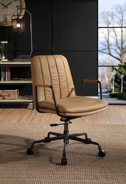 Eclarn - Top Grain Leather Office Chair - Brown Eclarn - Top Grain Leather Office Chair - Brown