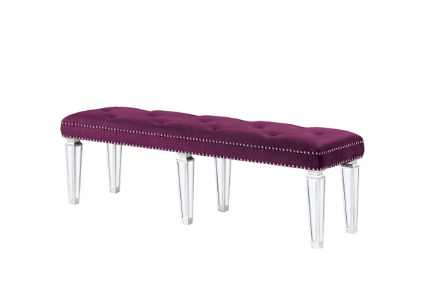 Varian - Velvet Mirrored Bench - Burgundy Varian - Velvet Mirrored Bench - Burgundy