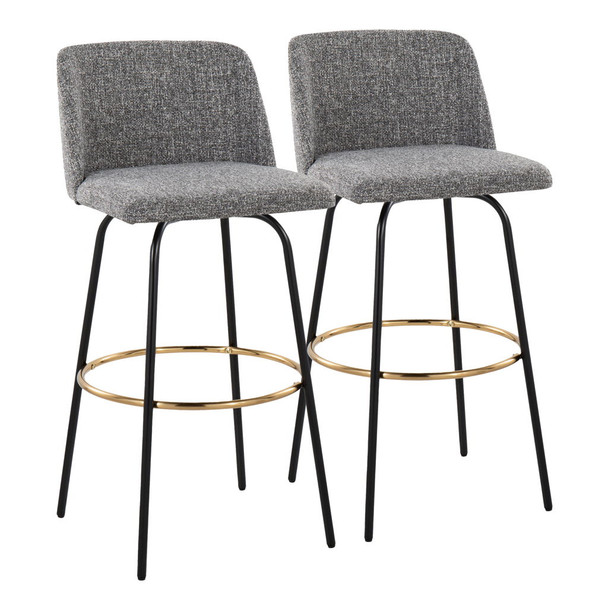 Toriano - Contemporary Fixed Height, Barstool With Swivel & Round Footrest (Set of 2) Toriano - Contemporary Fixed Height, Barstool With Swivel & Round Footrest (Set of 2)