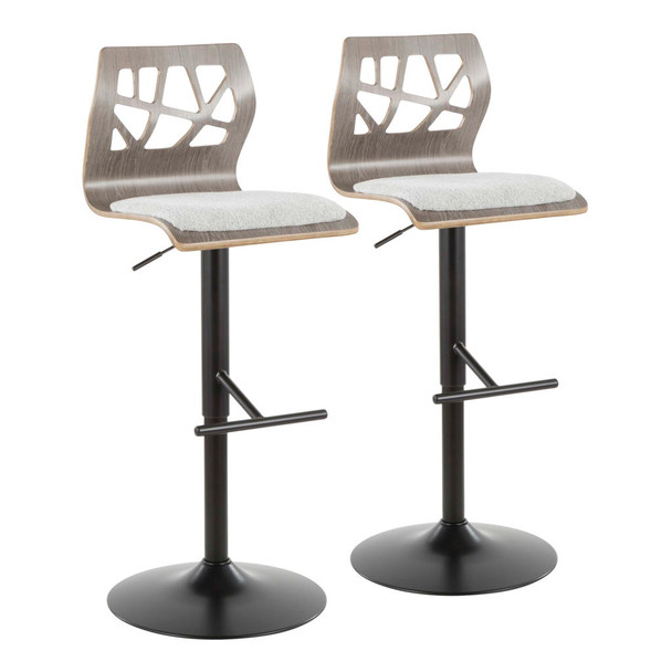 Folia - Mid Century Modern Adjustable Barstool With Swivel & Rounded T Footrest (Set of 2) Folia - Mid Century Modern Adjustable Barstool With Swivel & Rounded T Footrest (Set of 2)