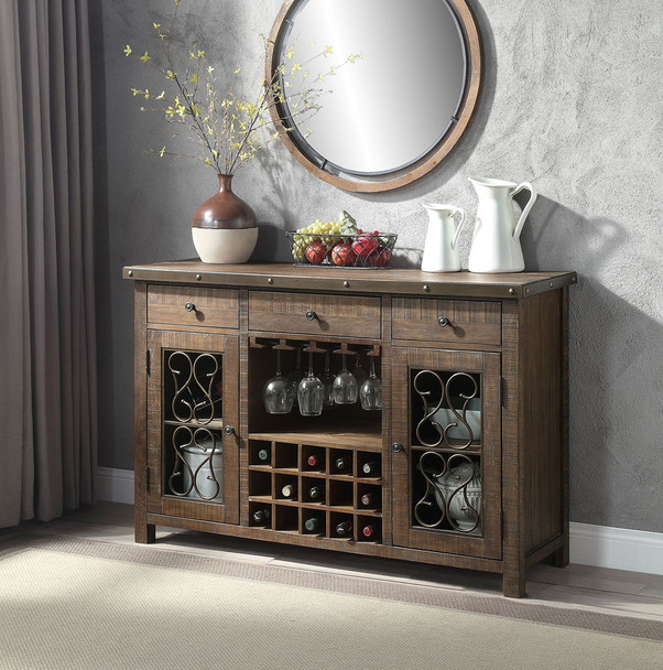 Raphaela - Server With Cup Holder & Wine Rack - Cherry Raphaela - Server With Cup Holder & Wine Rack - Cherry
