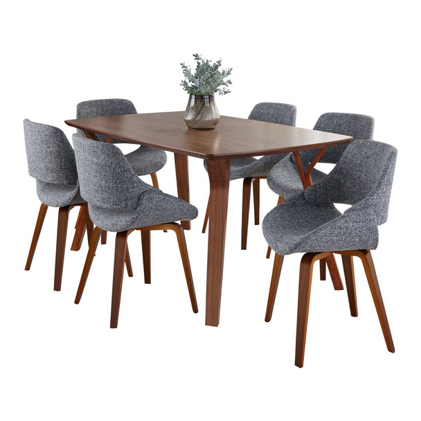 Folia Fabrico - 7 Piece Mid Century Modern Dining Set Folia Fabrico - 7 Piece Mid Century Modern Dining Set