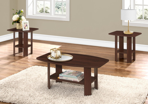 Table Set: Coffee, End, Side, Accent, Living Room, Transitional (Set of 3) - Cherry Table Set: Coffee, End, Side, Accent, Living Room, Transitional (Set of 3) - Cherry
