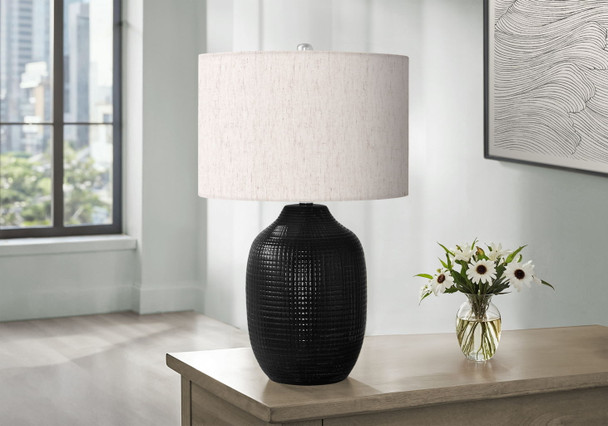 Lighting, Table Lamp, Ceramic, Contemporary - Black / Cream Lighting, Table Lamp, Ceramic, Contemporary - Black / Cream