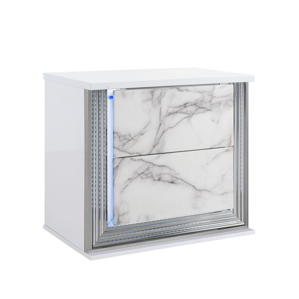 Moon - Marble Nightstand With LED - White Moon - Marble Nightstand With LED - White