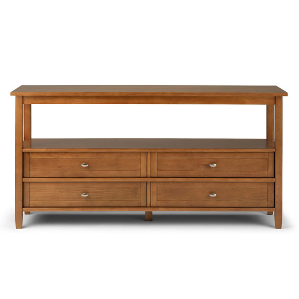 Warm Shaker - Wide Console Sofa Table - Light Golden Brown