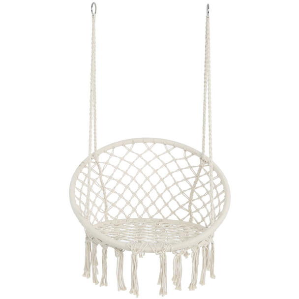 Macrame Hanging Hammock Chair, Cotton Rope Swing For Indoor And Outdoor Use