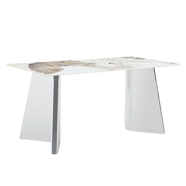 Pandora - Patterned Sintered Stone Dining Table With Stainless Steel Butterfly Legs