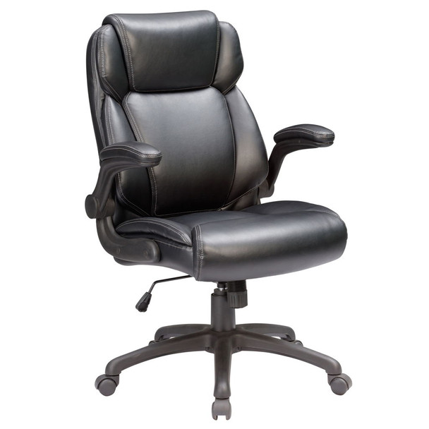 Modern Adjustable Office Chair Leather Upholstered Swivel Chair With Butterfly Mechanism Headrest - Gray
