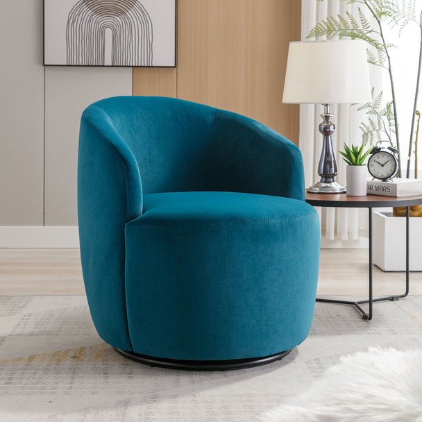 Velvet Fabric Swivel Accent Armchair Barrel Chair With Powder Coating Metal Ring Velvet Fabric Swivel Accent Armchair Barrel Chair With Powder Coating Metal Ring