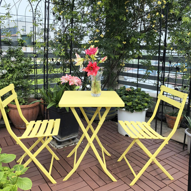 3 Piece Patio Bistro Set Of Foldable Square Table And Chairs 3 Piece Patio Bistro Set Of Foldable Square Table And Chairs