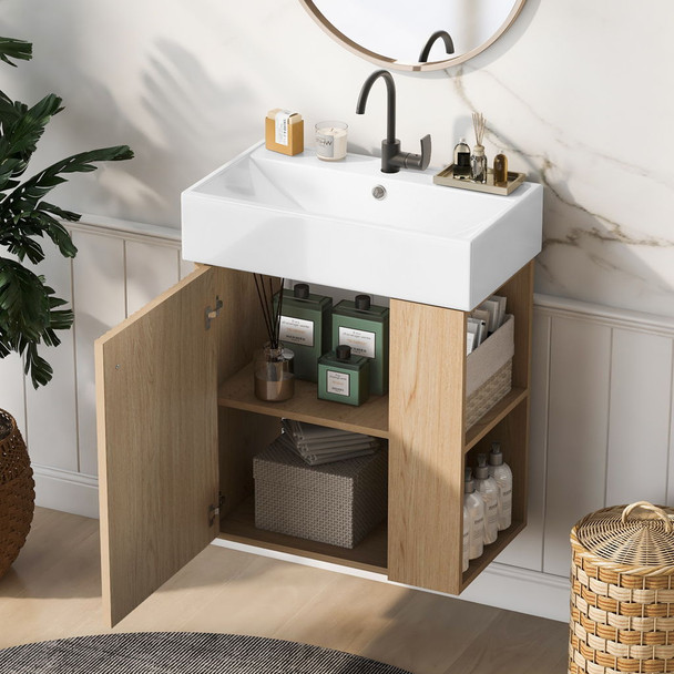 Modern Floating Bathroom Vanity With Ceramic Basin Perfect For Small Bathrooms Modern Floating Bathroom Vanity With Ceramic Basin Perfect For Small Bathrooms