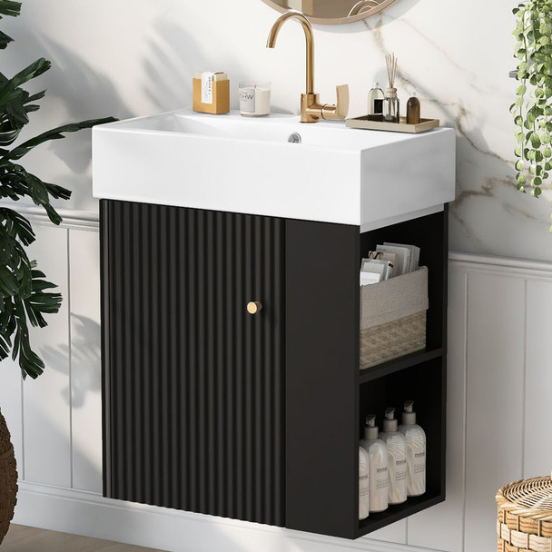 Modern Floating Bathroom Vanity With Ceramic Basin Perfect For Small Bathrooms Modern Floating Bathroom Vanity With Ceramic Basin Perfect For Small Bathrooms