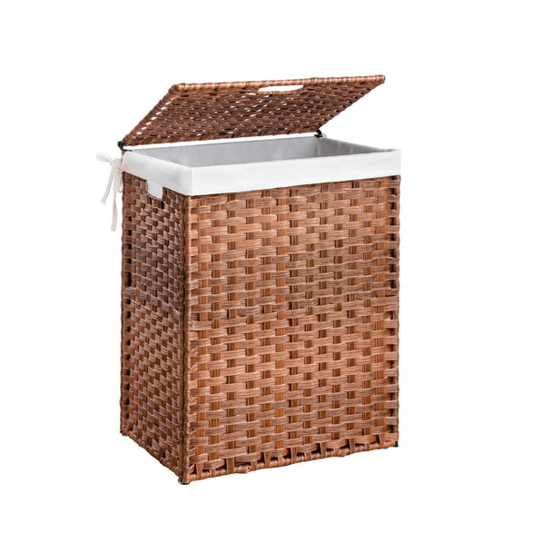 Laundry Hamper With Lid PE Rattan Powder Coating Frame Clothes Hampers With 2 Removable Bags Laundry Hamper With Lid PE Rattan Powder Coating Frame Clothes Hampers With 2 Removable Bags