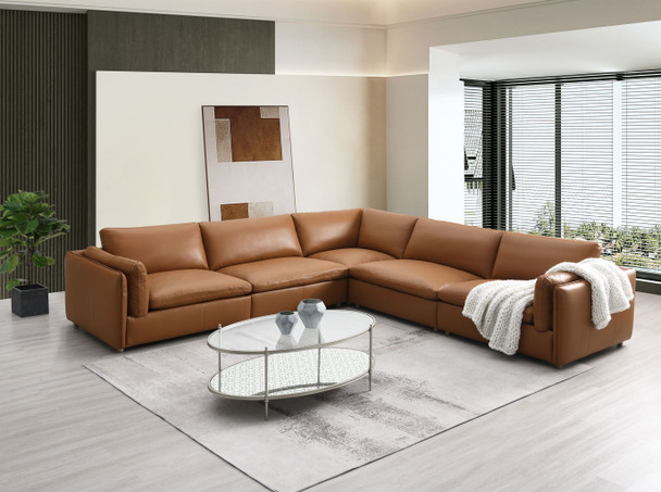 Brighton - Top Grain Leather Modular Sectional - Brown Brighton - Top Grain Leather Modular Sectional - Brown