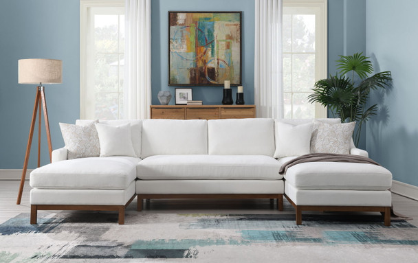 Valiant - Chenille Sectional Sofa With 4 Pillows - Ivory Valiant - Chenille Sectional Sofa With 4 Pillows - Ivory