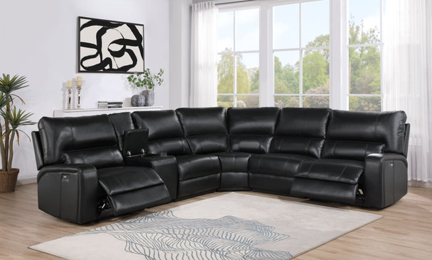 Saul - Power Recliner Sectional Sofa With USB Port Cupholder Console Saul - Power Recliner Sectional Sofa With USB Port Cupholder Console