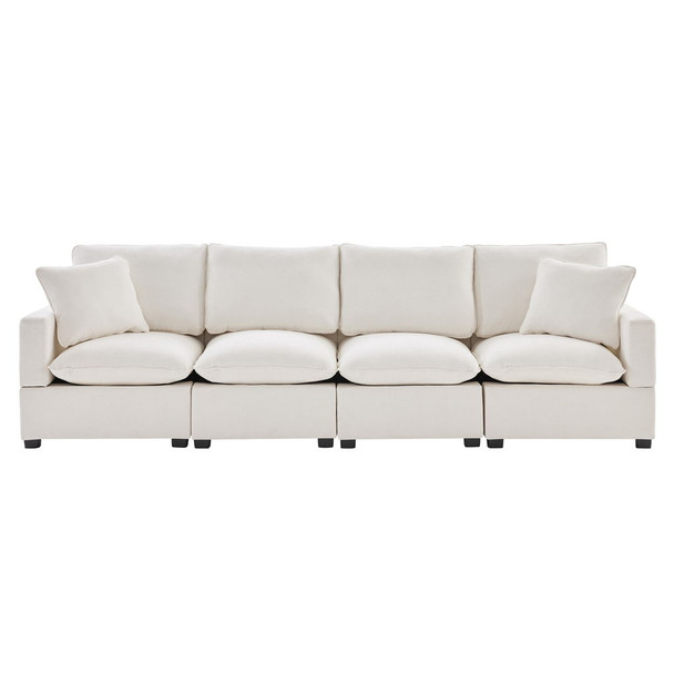 Modern Modular Sofa, 4 Seat Chenille Sectional Couch Set With 2 Pillows Included, Freely Combinable Indoor Funiture For Living Room, Apartment, Office