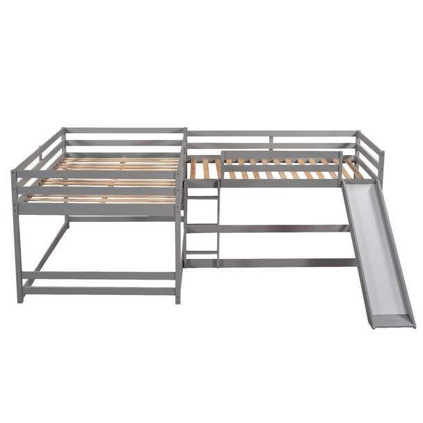 L-Shaped Bunk Bed With Slide And Short Ladder L-Shaped Bunk Bed With Slide And Short Ladder