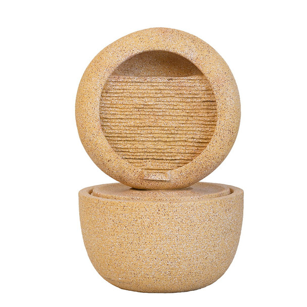 Cement Round Water Fountain With Light And Pump - Beige / Yellow Cement Round Water Fountain With Light And Pump - Beige / Yellow