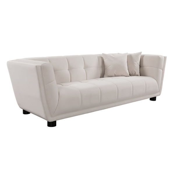 Mid-Century Modern Style Sofa With Velvet Fabric And Solid Wood Feet For 2 People