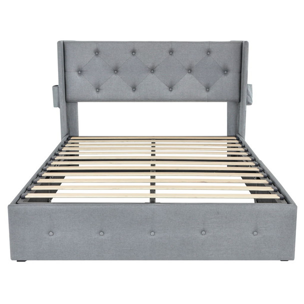 Bed With Gas Lift Storage, USB Ports