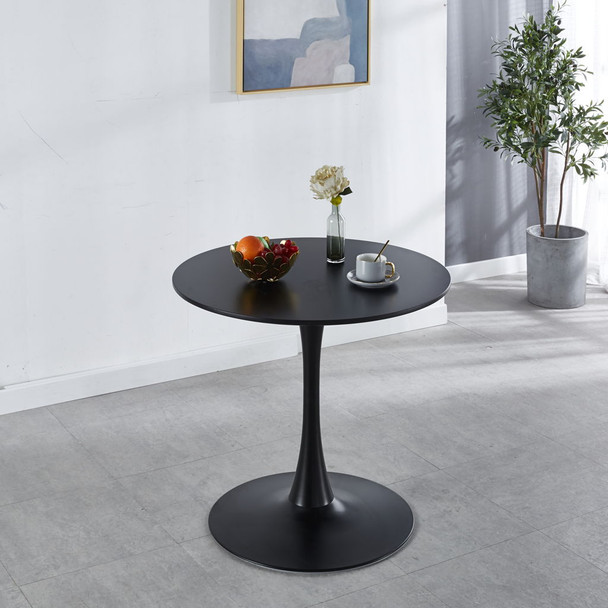 31.5" Tulip Table Mid-Century Dining Table For 2-4 People With Round MDF Table Top, Pedestal Dining Table, End Table Leisure Coffee Table - Black 31.5" Tulip Table Mid-Century Dining Table For 2-4 People With Round MDF Table Top, Pedestal Dining Table, End Table Leisure Coffee Table - Black