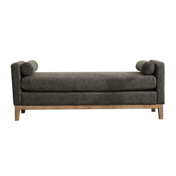 Elegant Upholstered Bench Daybed Ottoman With Bolster Pillows