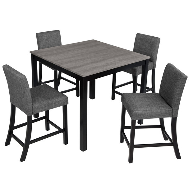 5 Piece Counter Height Table Set, Square Table And 4 Upholstered Chairs 5 Piece Counter Height Table Set, Square Table And 4 Upholstered Chairs