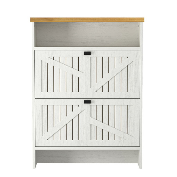 4 Layer Folding Shoe Cabinet With Metal Rounded Corners Convenient Shoe Storage - White 4 Layer Folding Shoe Cabinet With Metal Rounded Corners Convenient Shoe Storage - White