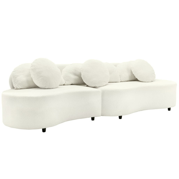 Modern Living Room Sofa Lamb Velvet Upholstered For Home