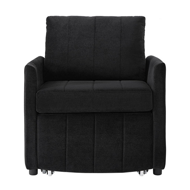 Upholstered Convertible Sleeper Sofa With 5 Position Backrest, Side Pockets, Storage