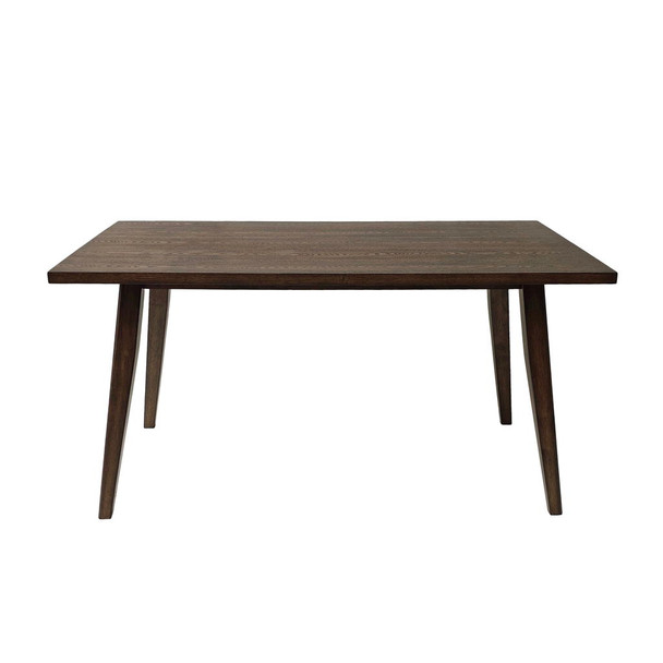 Mid Century Wood Dining Table With Rubberwood Legs And Faux Wood Tabletop - Brown